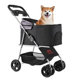 Pet Stroller, 35 lbs Weight Capacity, Foldable Dog Stroller Cart, 4 Wheels Cats Pram with Detachable Carrier & Mesh Windows Pet Stroller, 35 lbs Weight Capacity, Foldable Dog Stroller Cart, 4 Wheels Cats Pram with Detachable Carrier & Mesh Windows